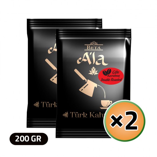 Beta A'la Turkish Coffee, Double Roasted, Traditional Turkish Coffee, 2 × 100, 200 gr