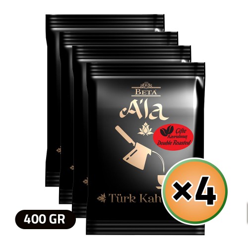 قهوة تركية, قهوة آلا التقليدية, قهوة تركية سادة تحميص مضاعف, 4 × 100, 400 غرام قهوة تركية, قهوة آلا التقليدية, قهوة تركية سادة تحميص مضاعف, 4 × 100, 400 غرام