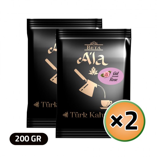 Beta A'la Turkish Coffee Rose flavored, Traditional Turkish Coffee, 2 × 100, 200 gr