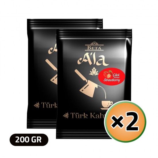 Beta A'la Turkish Coffee Strawberry flavored, Traditional Turkish Coffee, 2 × 100, 200 gr