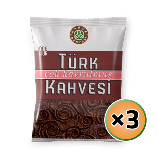 Turkish Coffee, Kahve Dunyasi Coffee, Coffee World, Dark Roast Coffee, 3 × 100, 300 gr