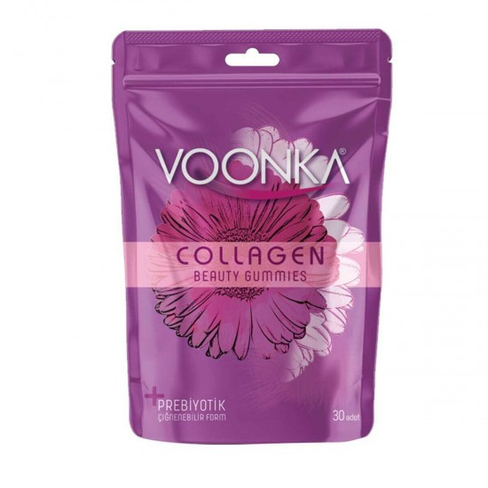 Voonka Beauty Collagen Gummies, Hydrolyzed Collagen, Prebiotic Inulin, Vitamin C, 30 Gummy